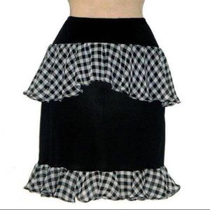 Black Gray Peplum Mini Skirt with Ruffle. Ameynra